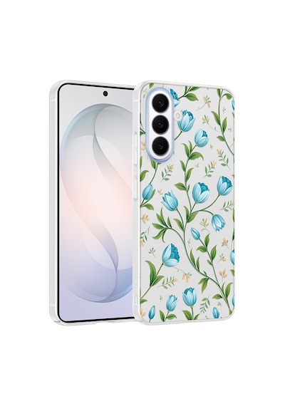Galaxy S26 Kılıf Kamera Korumalı Desenli Zore Klip Kapak - Mavi Lale -
