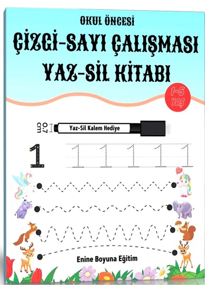 Okul Öncesi Çizgi-sayı Çalışması Yaz-sil Kitabı
