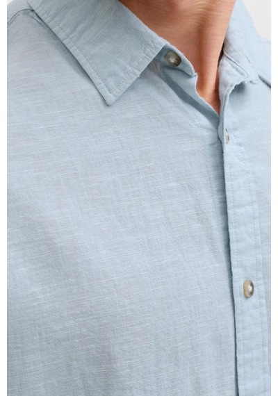 Jack & Jones Jjesummer Linen Blend Erkek Keten Karışımlı Uzun Kollu Gömlek Yazlık Mavi