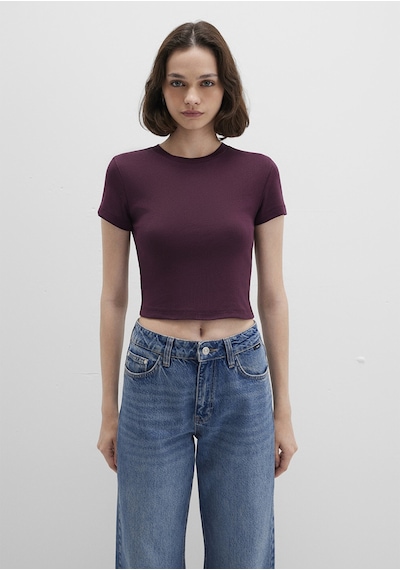 Mavi - Bordo Basic Crop Tişört 1600814-70434 Bordo
