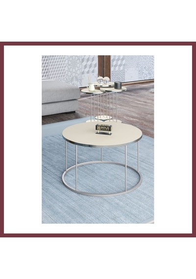 Storeşahin Gümüş Terra Sehpa Seti Krem 4'lü Shn0720