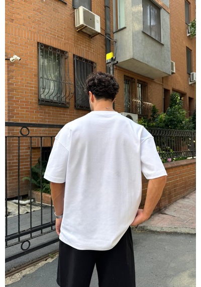 Flaw Basic Oversize Tişört Beyaz-26524 Beyaz