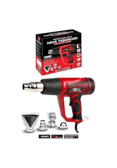 Assur 2000W 2 Kademeli 4 Başlıklı Sıcak Hava Tabancası - 3085