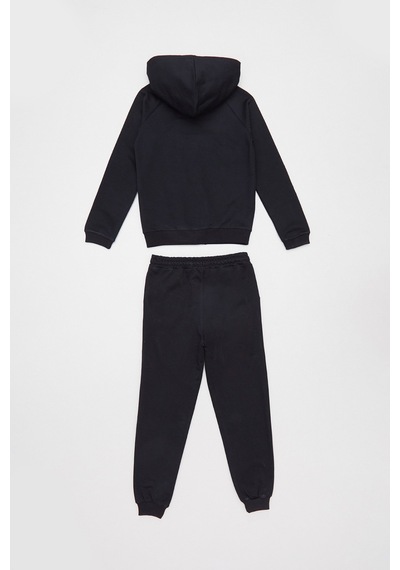 Fullamoda Kapüşonlu Fermuarlı Unisex Çocuk Eşofman Takımı 25mcck4584131778-siyah Siyah