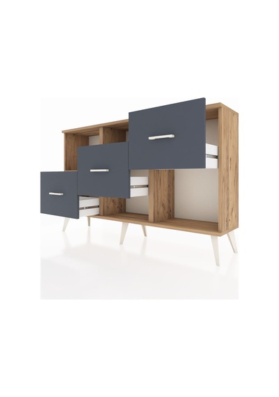 Arges Konsol 2 Raflı 3 Çekmeceli 132x30x83 Çam-çam/antrasit Çam/antrasit Arges Konsol 2 Raflı 3 Çekmeceli 132x30x83 Çam-çam/antrasit Çam/antrasit