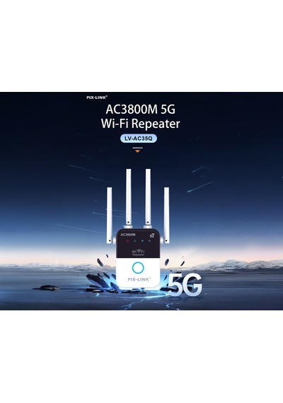 Pıxlınk Ac35q Wifi Repeater Router Access Point Ac3800 Dual Band 5 Ghz Siyah Beyaz
