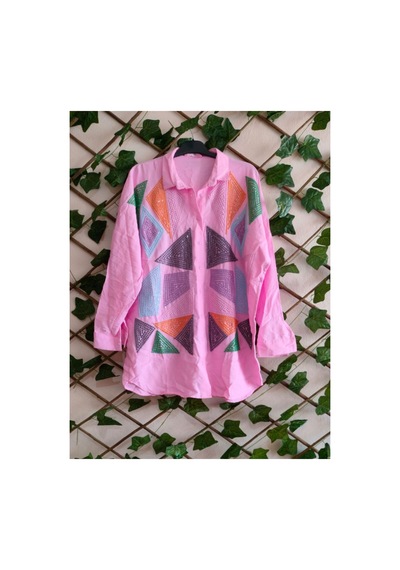 Çınar Boutique Desenli Keten Tunik-üçgen Desenli Pembe - Standart Üçgen Desenli Pembe Üçgen Desenli Pembe Çınar Boutique Desenli Keten Tunik-üçgen Desenli Pembe - Standart Üçgen Desenli Pembe Üçgen Desenli Pembe