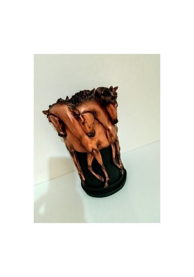 Atlı Vazo Polyester Aksesuar Obje El Boyama Siyah Bronz - 516607017 Siyah Bronz