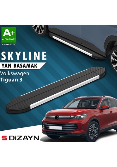 S-dizayn Vw Tiguan 3 Skyline Aluminyum Yan Basamak 183 Cm 2024 Üzeri A+ Kalite