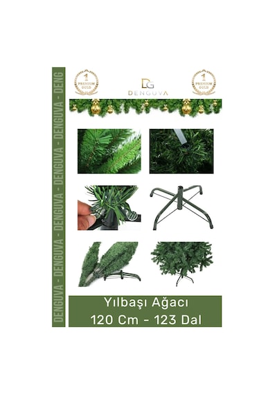 Premium Kutu Süsleme Seti Yılbaşı Çam Ağacı Renkli Işığı Yeni Yıl Süsleri Noel Paketi 120 Cm 123 Dal