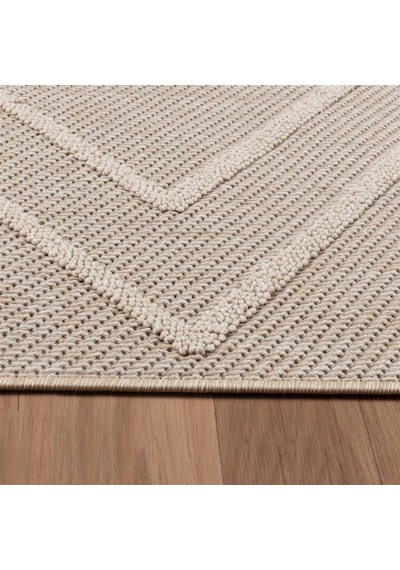 Balkon Teras Bahçe Mutfak Dış Mekan Halısı İskandinav Tarzı Geometrik Desenli Bej Renkli Halı Bej