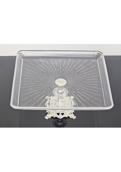 Atabey Home Döküm Ayaklı Kare Servis Tabağı Gümüş Ayak