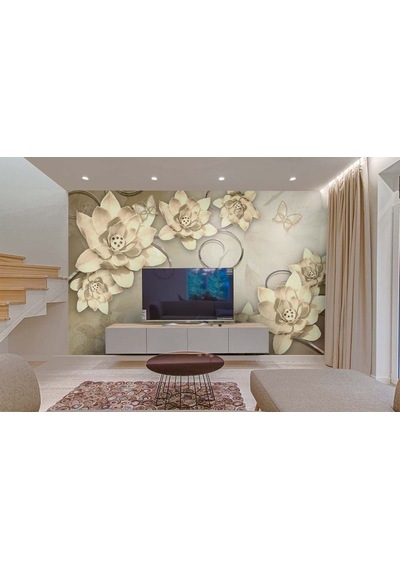 3D Boyutlu Çiçekler Duvar Kağıdı (397461578)