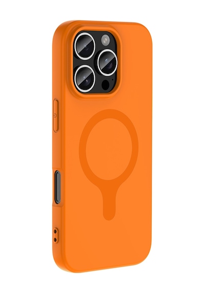 Maks Technology iPhone Uyumlu 16 Pro Max Kılıf M-safe Şarj Özellikli Mkst Aris Silikon Kapak - Turuncu