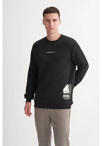 Cazador Kalın Dokulu 3 İplik Erkek Swearshirt Siyah