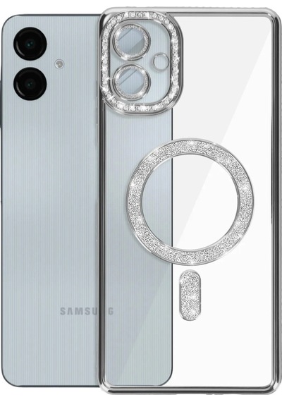Samsung Uyumlu Galaxy A06 Joke Simli Magneticsafe Kılıf Gümüş\