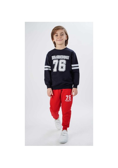 Esila Kids Fashion Baskılı Erkek Çocuk Pamuklu Örme Alt-üst Takım Lacivert