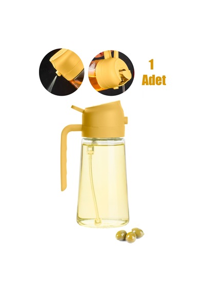 Porsima 2086-2 Çok Amaçlı Cam Sprey Şişe -yağdanlık Limon Sirke Sos Püskürtücü, Sızdırmaz Yağlık Sarı 450ml