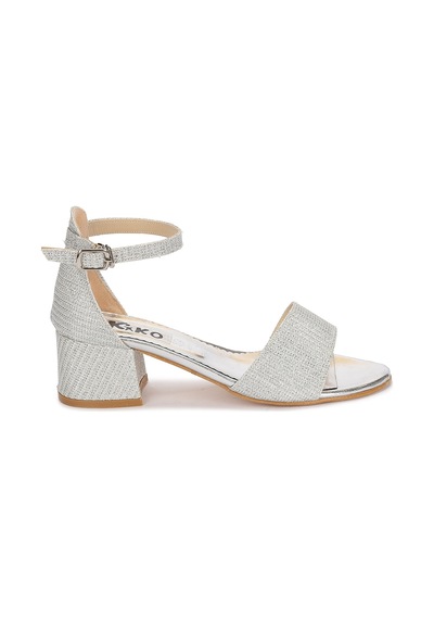 Kiko Kids 769 Çupra Günlük Kız Çocuk 3 CM Topuklu Sandalet Ayakkabı Gümüş 001