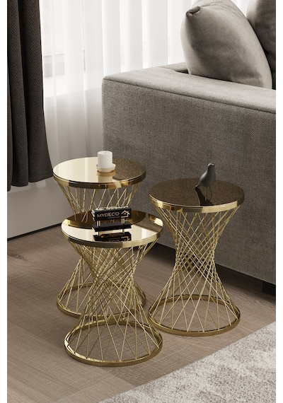 Pota Zigon Sehpa Gold Kaplama Bronz Ayna
