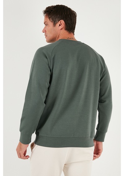 Buratti Streç Pamuklu Relaxed Fit Bisiklet Yaka Erkek Sweat 5901210 Haki