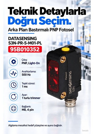 Datasensing S3n-pr-5-m01-pl Arka Plan Bastırmalı Kırmızı Led Foto