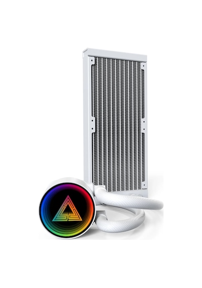 Montech Lightflow Argb 240 Beyaz Ultra Sessiz Aıo Sıvı Cpu Soğutucu, 3100 Rpm Pompa, Üçlü Sessiz Fa