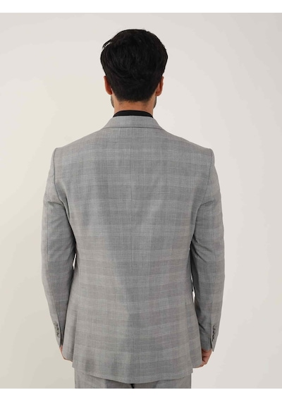 Dufy Gri Erkek Slim Fit Ekose Desenli Mono Yaka Takım Elbise - 95012-gri Gri Dufy Gri Erkek Slim Fit Ekose Desenli Mono Yaka Takım Elbise - 95012-gri Gri