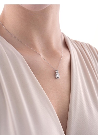 Nochediamond 0,22 Karat Baget Pırlanta Kolye-611