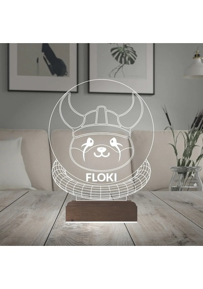 Luvivia Crypto Floki Coin Kripto Finans 3d Lamba - Masa Gece Lambası V2 Şeffaf