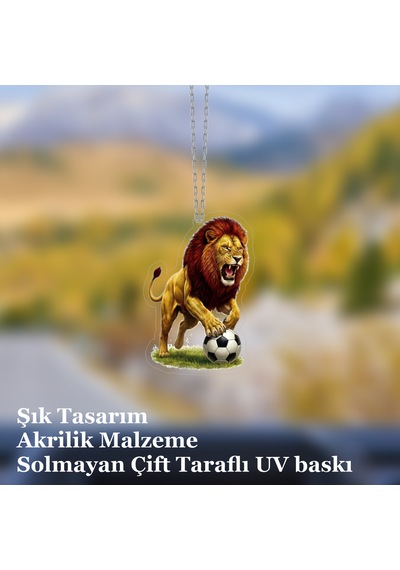 Araba Ayna Süsü, Araba Süsü, Çanta Aksesuarı - Aslan 4 - Pleksi Malzeme, Uv Baskılı - 043 8x6 Cm