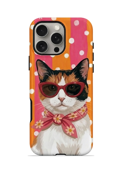 Velvoria Valestra Turuncu Retro Kedi Apple Apple iPhone Uyumlu 16 Pro Max Darbe Korumalı Kılıf Valestra Select - Turuncu Retro Kedi