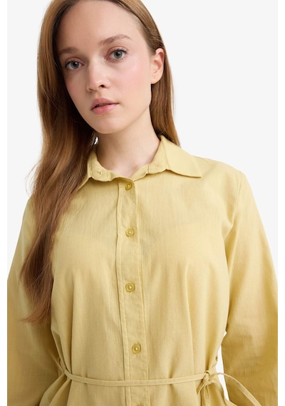Defacto Regular Fit Poplin Bağlamalı Uzun Kollu Gömlek Tunik D4160ax25smkh520 Haki