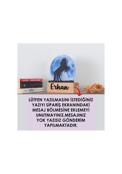Işıklı Pleksi Dolunay Kişiselleştirilebilir Dekoratif Biblo Ahşap Sage At Anahtar Askılığı Mavi - 740155317 Mavi