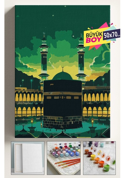 Sayılarla Boyama Seti Numaralı Tuval Fırça Boya Dahil Kasnaklı Set 50x70 Cm - Kabe