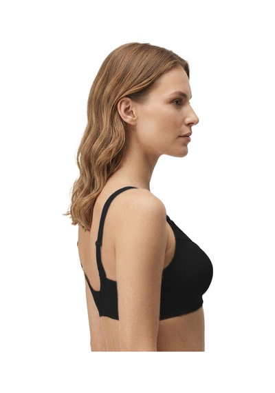 Cottonill Bra - Fiora Siyah Büyük Beden Balensiz Pamuklu Ayarlanabilir Askılı Kadın Sütyen