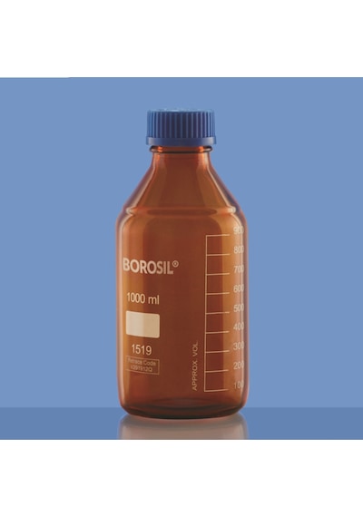 Otoklav Şişe 500 Ml Amber Borosil -Contalı -Vida Kapaklı -Renkli