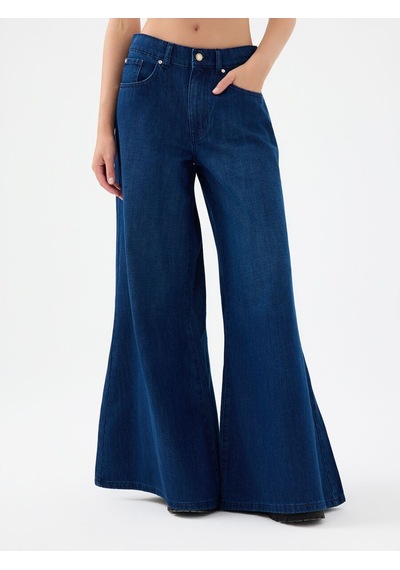 Super Palazzo Regular Fit Kadın Pantolon Denim