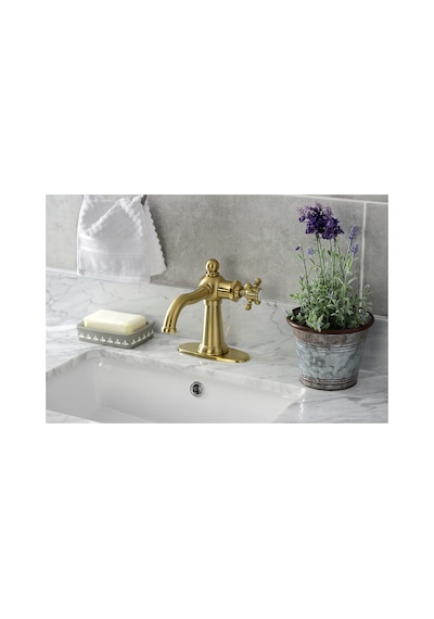 Kingston Brass Ksd154bxbb Denizcilik Tek Saplı Basmalı Banyo Musluğu, Fırçalanmış Pirinç Altın
