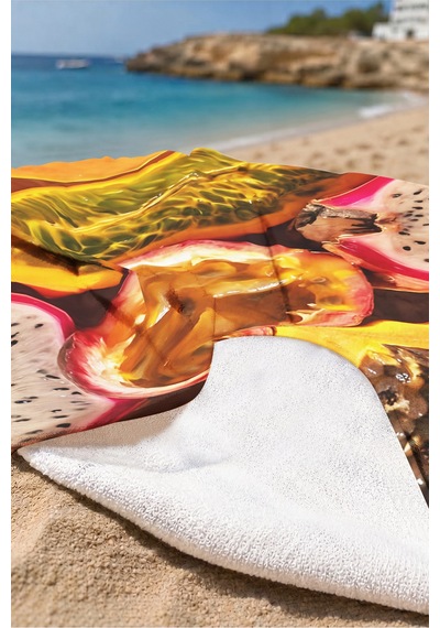 Tropikal Meyve Temalı Plaj Havlusu - Canlı Renkli Modern Yaz Stili Hızlı Kuruyan Mikrofiber Havlu Pastel Yakamoz Tropikal Meyve Temalı Plaj Havlusu - Canlı Renkli Modern Yaz Stili Hızlı Kuruyan Mikrofiber Havlu Pastel Yakamoz
