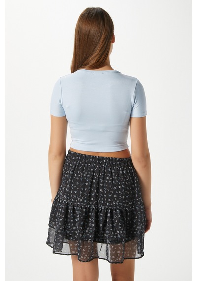 Ritnice Kadın Deal Lux Touch Yumuşak Doku Crop Mavi Bluz