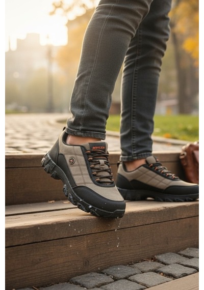 Enoch Erkek Vizon Siyah Waterproof Outdoor Trekking Ve Doğa Yürüyüş Ayakkabısı Vizon - Siyah