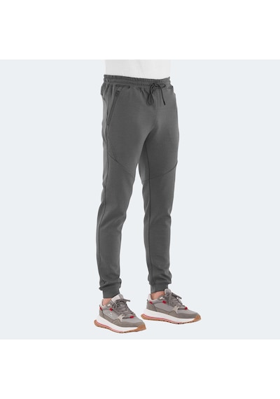 Slazenger VENOM Erkek Fermuar Cepli Dar Paça Koyu Gri Eşofman Altı