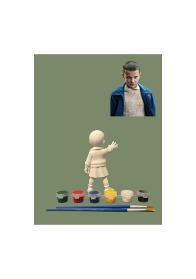 3d Stranger Things Eleven Figür Boyama Seti - Kendin Boya Hobi Ve Etkinlik Seti - Akrilik Boya + 2 Fırça