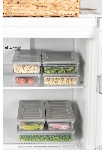 4 Adet 1170ml. Freshbox Saklama Kabı Seti - Mikrodalga Ve Difrize Uyumlu Gri