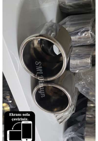 100lük Çiftli Büyük Egzoz Ucu 100 Mm Egzos-egsoz-eksoz Ucu