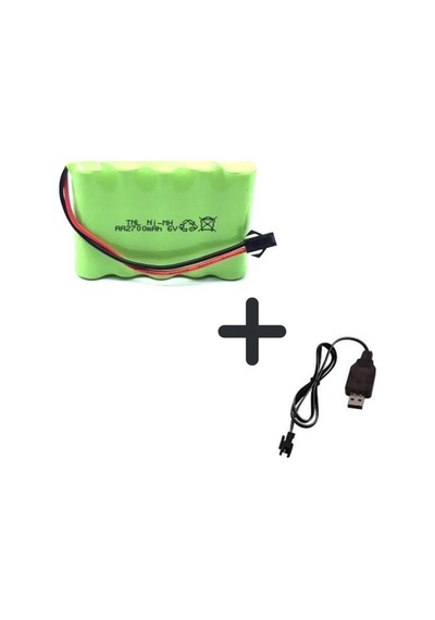 6v 2700mah Oyuncak Araba Bataryası Siyah Soketli+usb Şarj Cihazı