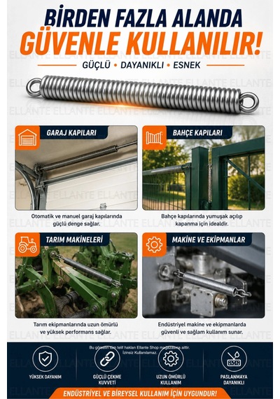 Yüksek Dayanımlı Çelik Çekme Yayı Çift Halkalı Germe Yayı Güçlü Esneme Endüstriyel Kullanım