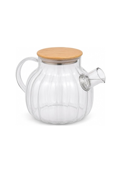 Bambu Kapaklı Kendinden Süzgeçli Borosilikat Cam Demlik 1000 Ml Isıya Dayanıklı Termisil Cam Çay, Kahve Ve Bi Diğer