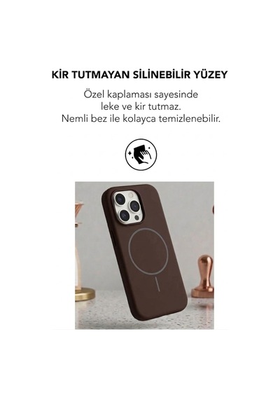 Apple İphone 15 Pro Max Uyumlu Magsafe Lansman Silikon Kılıf Kahverengi